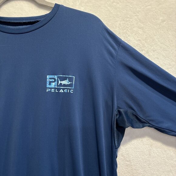 Pelagic Shirt Mens XL Blue Long Sleeve Fishing AquaTek Active Performance UPF50+ - Picture 4 of 15